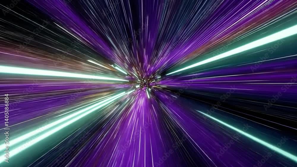 Poster tunnel vision: a mesmerizing display of vibrant light streaks that suggest dynamic movement and ener