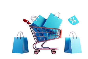 Blue shopping bags in cart sale