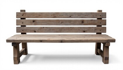 Weathered wood bench, rustic charm, white backdrop, garden, rustic