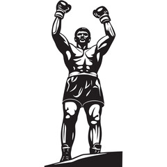 boxer stand with pose silhouette Vector illustration