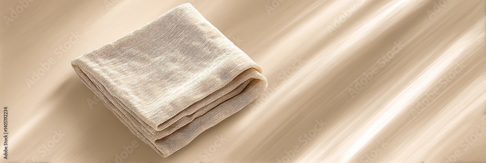 Poster Elegant folded fabric displayed on a soft pastel background with gentle shadows and textures