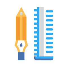 Ruler and Fountain Pen Icon Design
