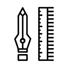 Ruler and Fountain Pen Icon Design