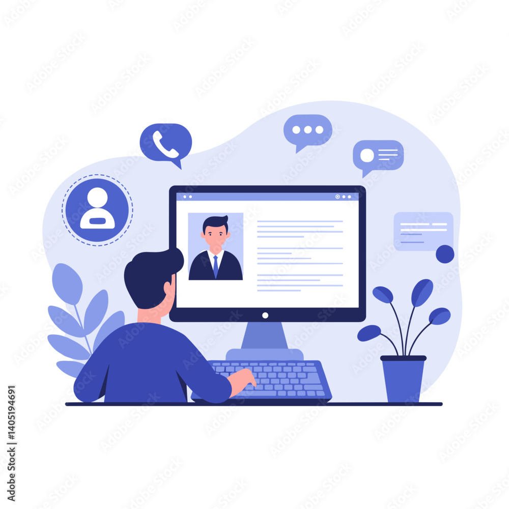 Aufkleber remote team call with colleague on computer display