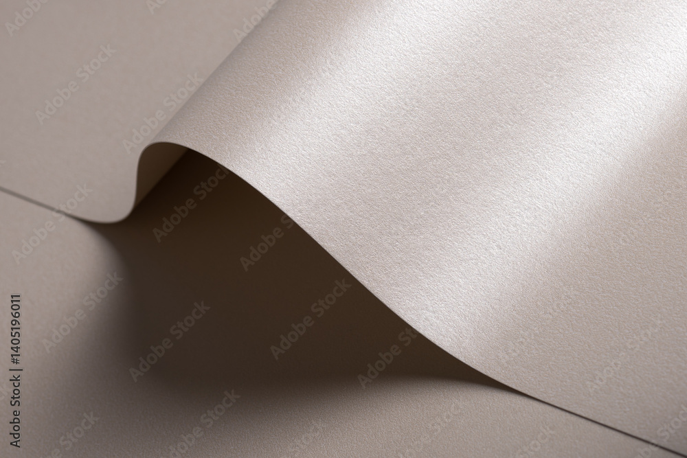 Aufkleber background with satin paper texture. curved folded surface with pearlescent shimmer in champagne, be