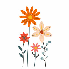 Spring flowers background, Set of flowers, Abstract floral background