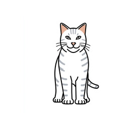Obraz premium Sly Striped Cat Illustration, Mischievous and Cartoonish, Gray and White