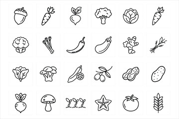 Fototapeta premium set of vegetables icons for vegetarian symbols collection