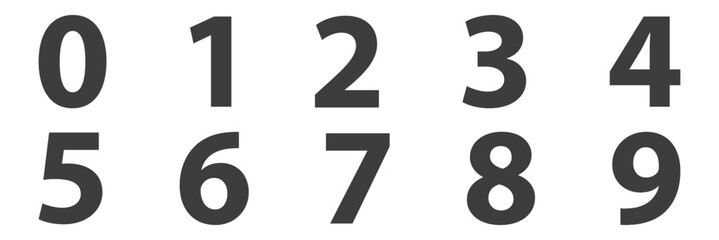 set of 0 to 9 white number on black vector illustration.