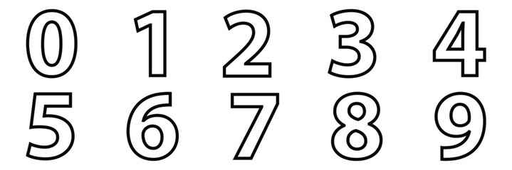 Number icon. place numbers doodle hand drawn icon set. Outline drawing number 1, 2, 3, 4, 5, 6, 7, 8, 9 line clipart symbol.