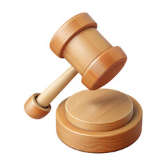 Wooden gavel isolated on white symbolizes law and justice in court