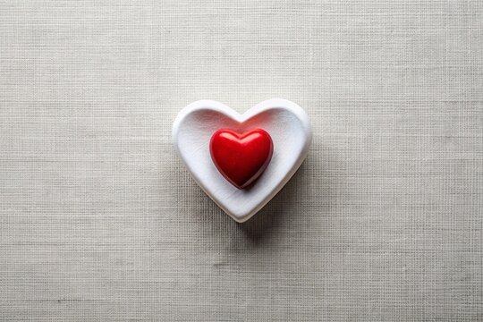 Nested Hearts of Affection: A pair of elegant, nested hearts of contrasting colors—a vibrant, red heart nestled perfectly within a pristine, white heart-symbolizing love, unity.