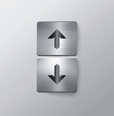 A pair of elevator buttons featuring arrows that indicate up and down