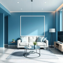modern apartment interior blue color