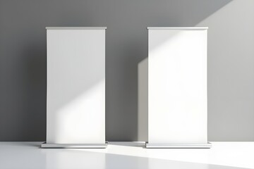 Versatile Blank Roll-Up Banner Mockup for Professional Advertising, Branding, and Marketing Presentations in Modern Studio Setting