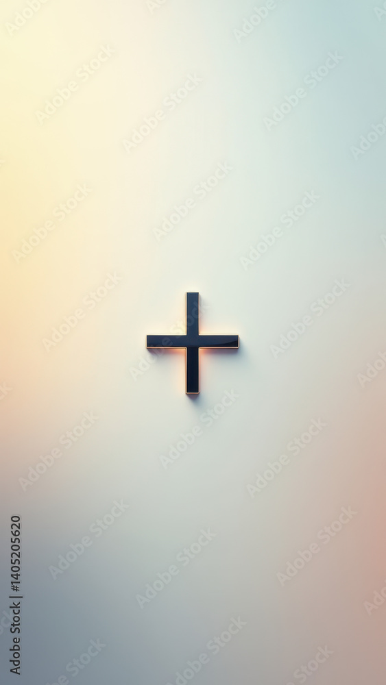 Aufkleber image showing a simple graphic with a christian cross sign on a soft gradient background, possibly i