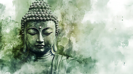 Buddha with Light Green Background