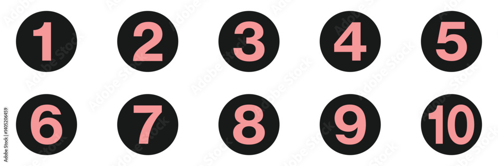 Poster set of numbers . number circles set1 to 10 . set of round 1-10 numbers icon for education.