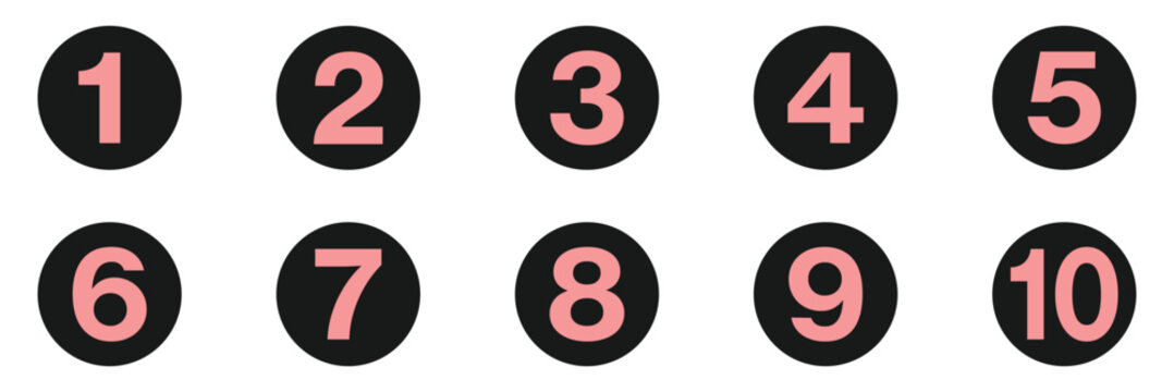 Set of numbers . Number circles set1 to 10 . Set of Round 1-10 numbers icon for education.