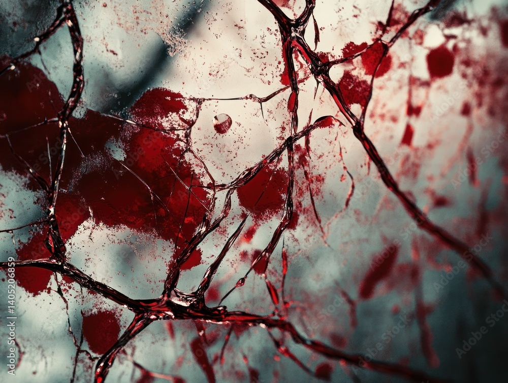Aufkleber abstract expression of crimson veins and fractured spaces in dynamic patterns