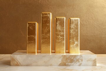 Minimalist Golden Bars Chart on Neutral Background