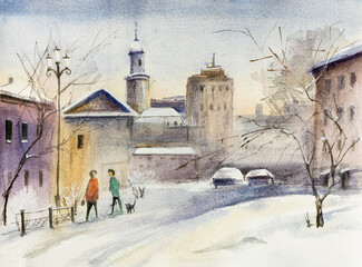 snowy winter in the city