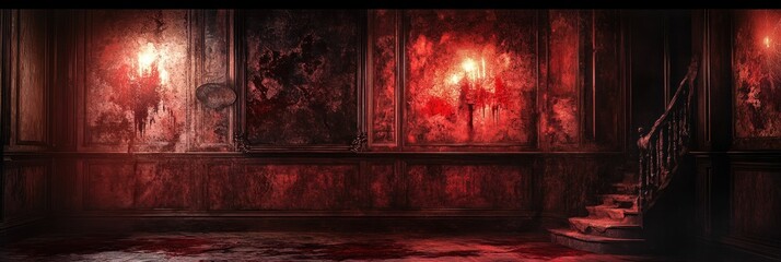 Disturbing scene inside a sinister mansion showcasing horror and unease atmosphere