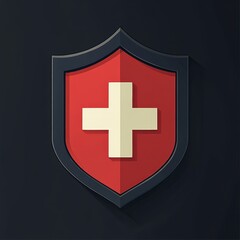 Obraz premium Shield with White Cross in Red Field Protection and Security Illustration