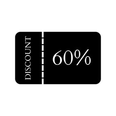 Discount coupon icon set. Black signs of ticket with percent sign. Discount 60% sign vector