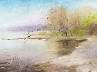 lake shore in early spring