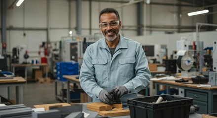 Smiling worker in a factory