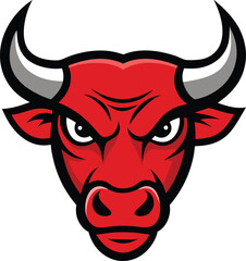 aggressive bull head mascot logo with massive vector art illustration