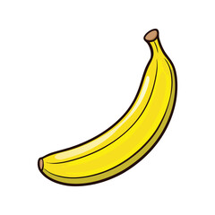 Banana Vector Illustration – Fresh Yellow Banana in Flat Style, Ideal for Healthy Food Design, Grocery Icons, and Nutrition Branding