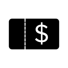 Coupon code symbol icon. Sale symbol isolated background. voucher flat vector icon for apps and websites. vector illustration black voucher coupon with dollar sign icon