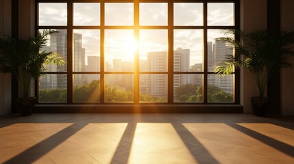Bright modern office with sunlight shining