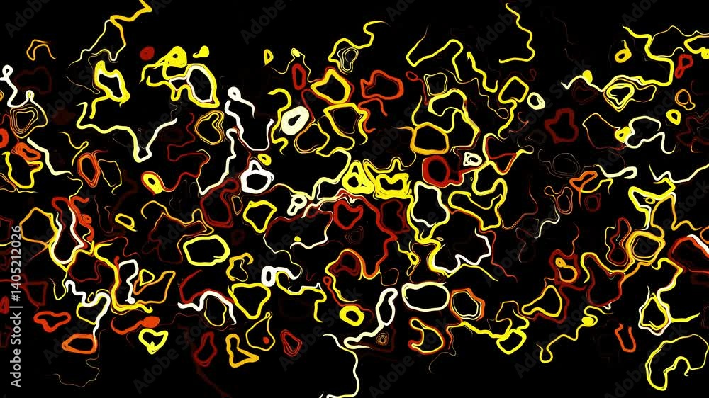 Poster abstract creative looped bg with curled lines like yellow trails on surface. lines form swirling pat
