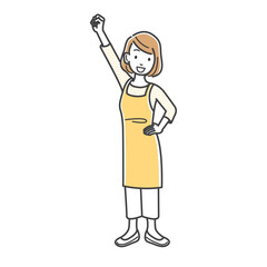 エイエイオーの掛け声をする主婦