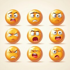 Fototapeta premium Showing Different Emotions Emoji Faces in Various Expressions Collection