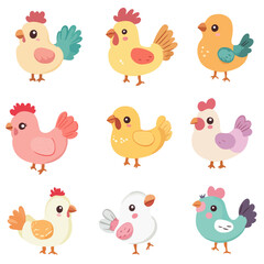 Naklejka premium chickens, animal, vector, transparent background