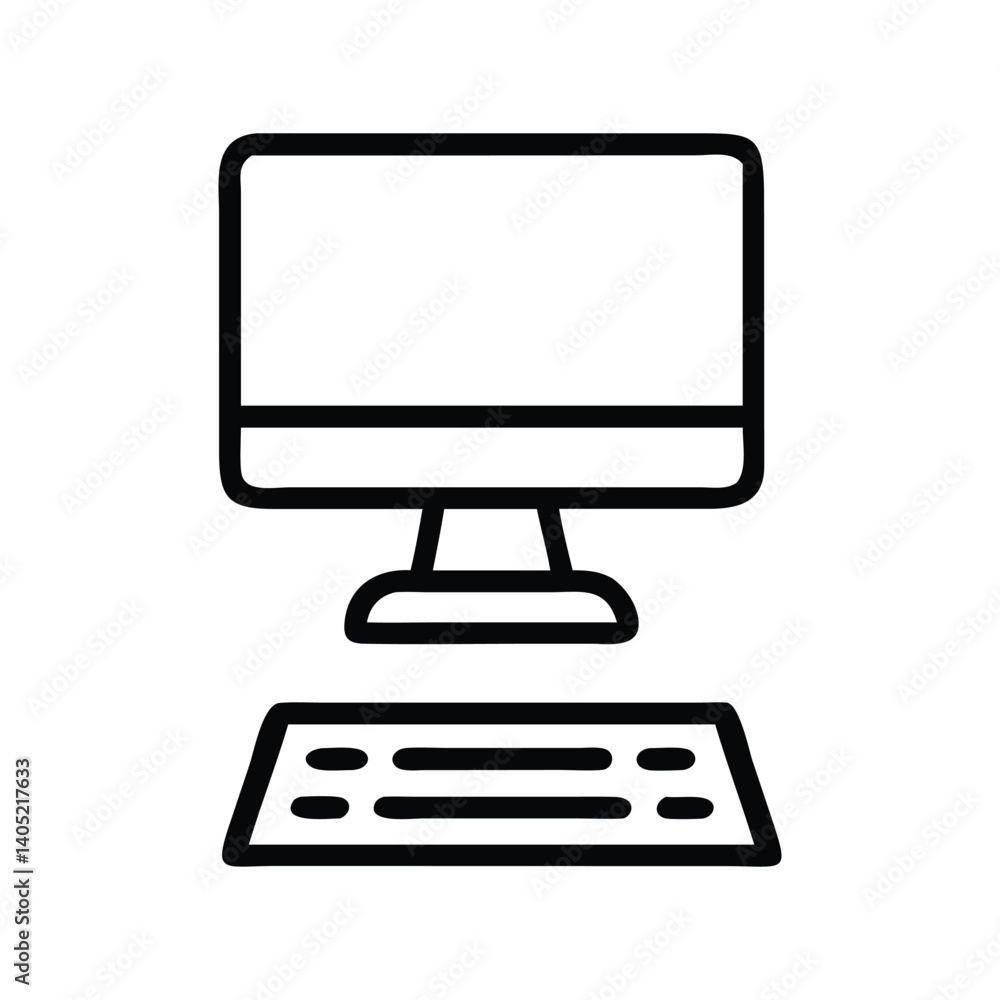 Poster minimal desktop outline icon vector for ui, tech, and app design projects