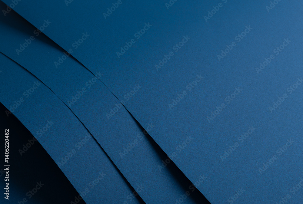 Poster paper background with matte texture. layered curved sheets in navy, royal blue, deep blue, and ocean