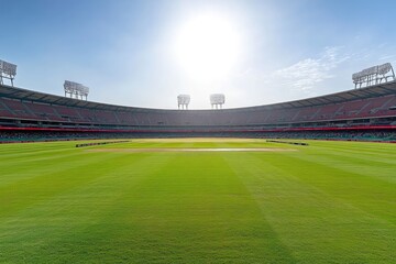Empty baseball stadium on a sunny day
