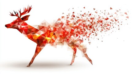 Dynamic business icons transformed into origami animals abstract art creative environment innovative perspective