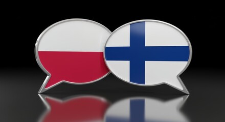 Obraz premium Dialogue between Poland and Finland visualized with glossy speech bubbles