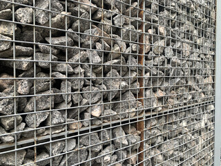Gabion Wall with Rocks for Erosion Control