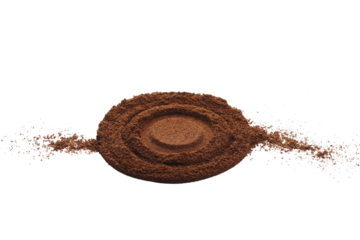 Pile ground espresso coffee frame isolated on white, side view	