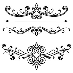 Vintage Decorative Dividers and Ornate Swirls | Elegant Line Art, Calligraphic Borders, Victorian Flourishes, Hand-Drawn Ornaments & Retro Page Decorations