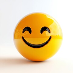 Fototapeta premium Smiling Emoji Sphere Icon on White Background Showing Happiness and Joy