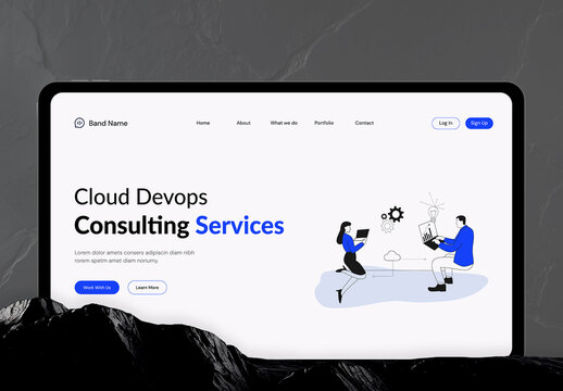 Cloud DevOps Consulting Website Hero Header With Illustration