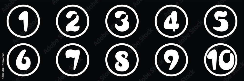 Aufkleber set of numbers . number circles set1 to 10 . set of round 1-10 numbers icon for education.